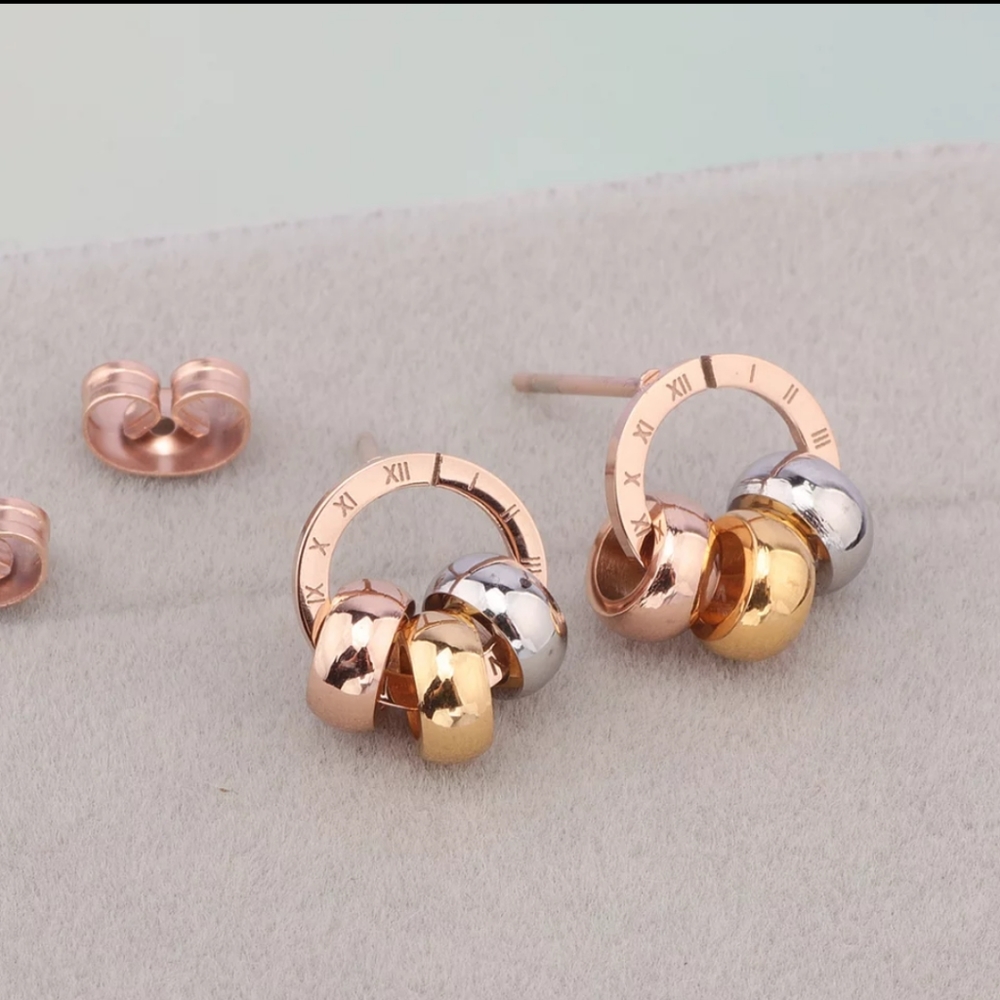 Stainless Steel Roman Numerals Stud Earrings